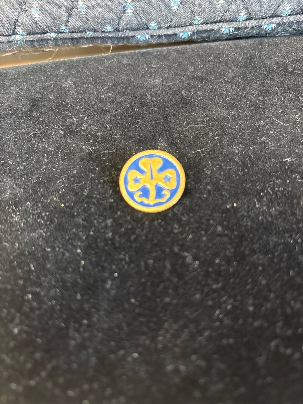 Girl Scouts & Girl Guides Blue & Gold Round Trefoil Lapel Pin